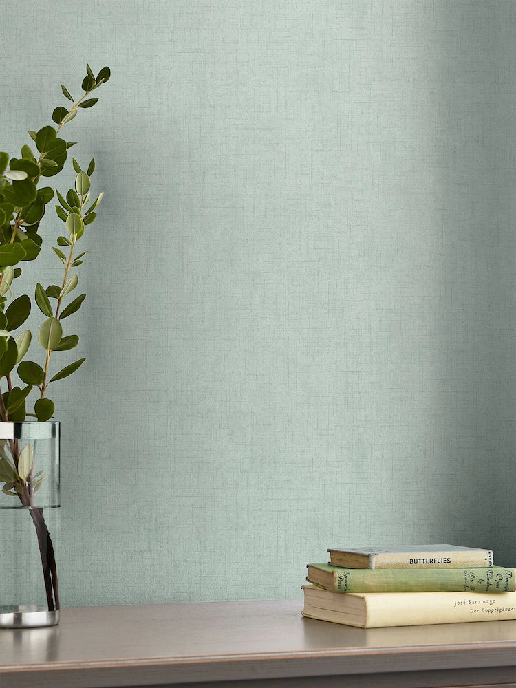 Laura Ashley Midnight Seaspray Blue Plain Textured 10M Wallpaper