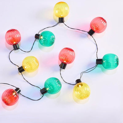 10 Indoor/Outdoor Fiesta Colourful String Lights (Battery Powered) - Multicoloured – Feather & Black