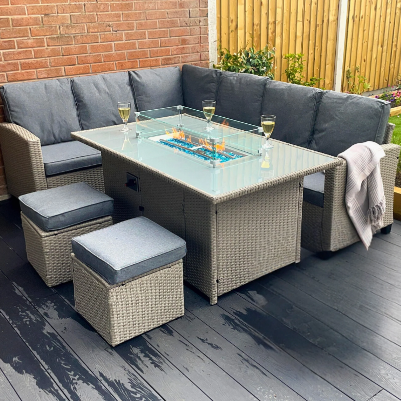 8-Seater Rattan Firepit Dining Set designed by Bella for Laura Ashley