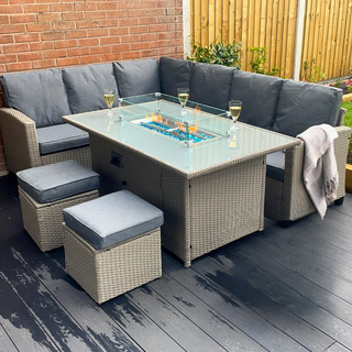 8-Seater Rattan Firepit Dining Set designed by Bella for Laura Ashley