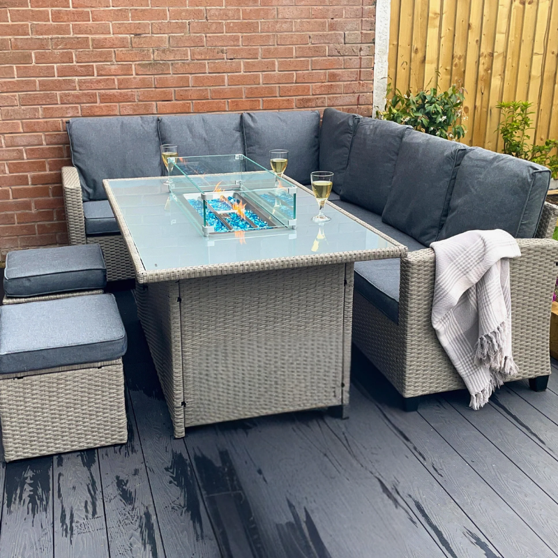 8-Seater Rattan Firepit Dining Set designed by Bella for Laura Ashley