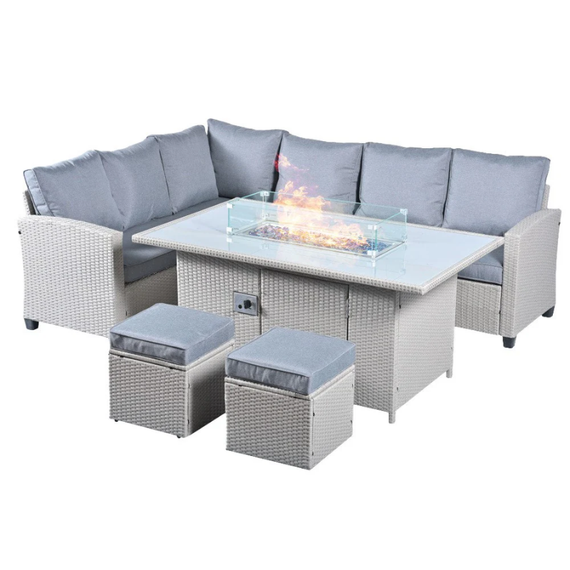 8-Seater Rattan Firepit Dining Set designed by Bella for Laura Ashley