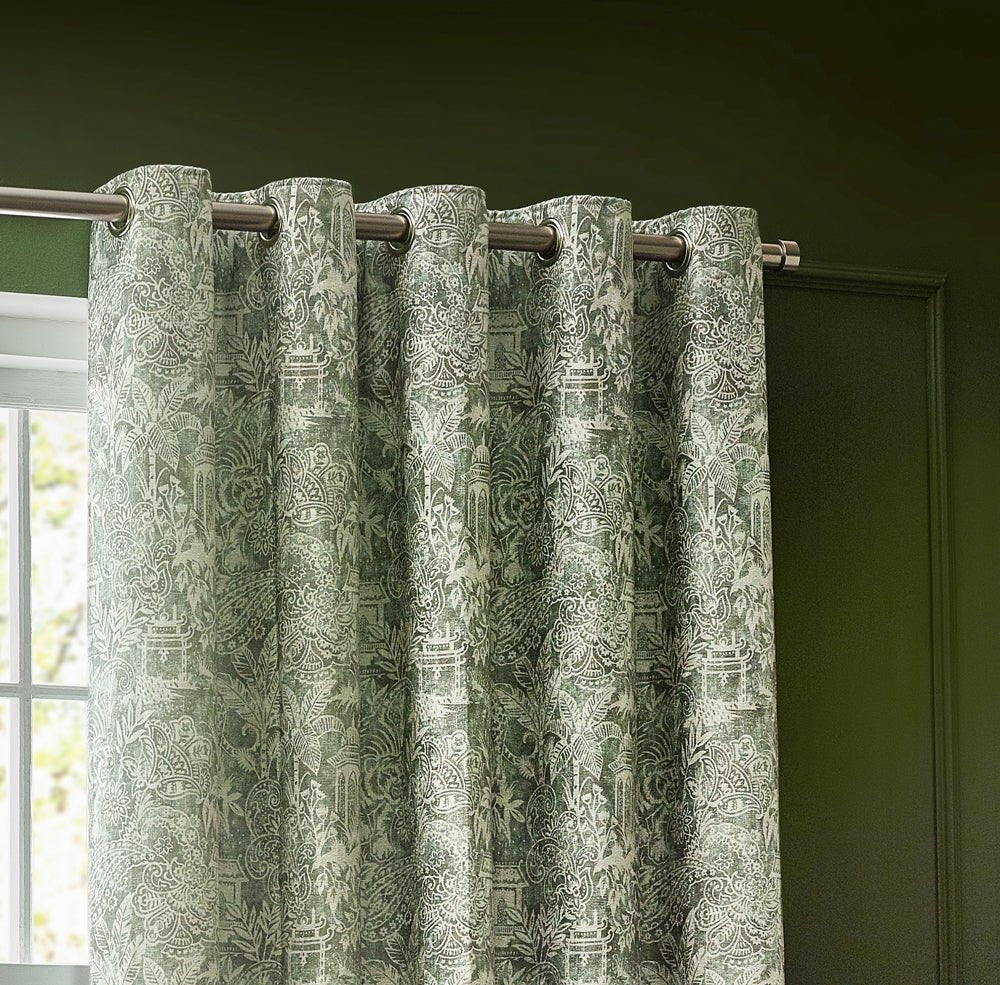 Laura Ashley Bengal Chenille Room Darkening Eyelet Curtains Sage
