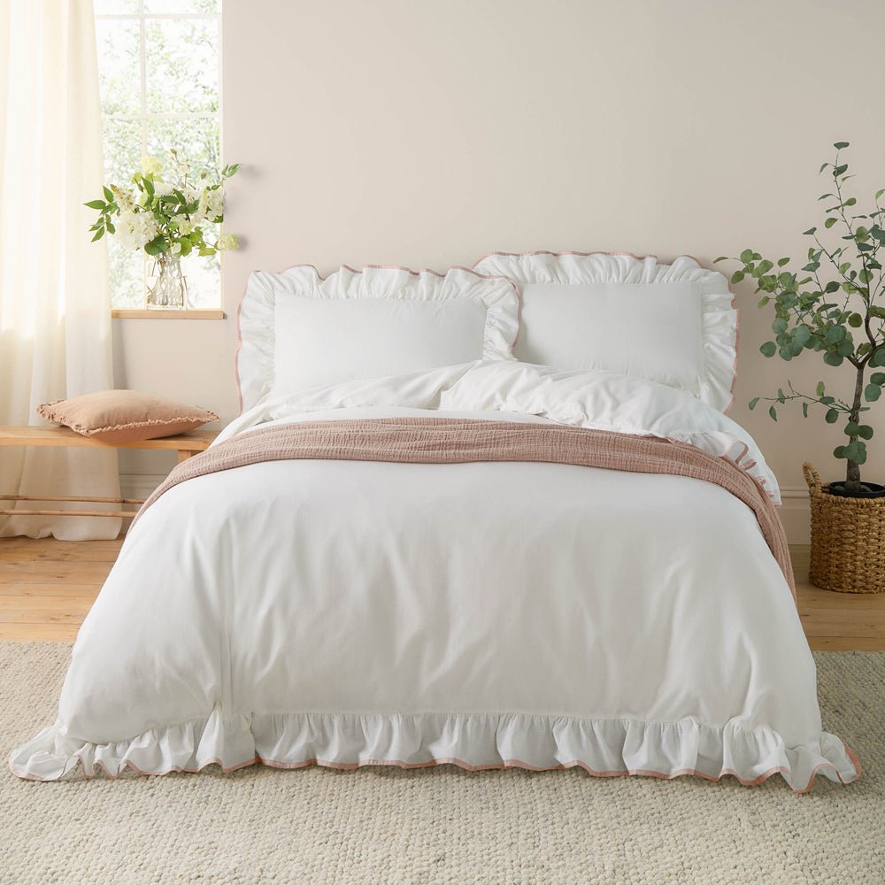 Laura Ashley Blousey Cotton Ruffle Duvet Cover Set Pink