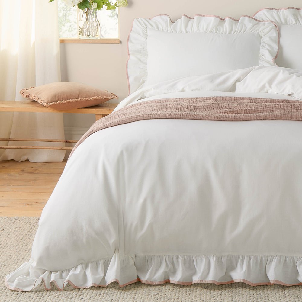 Laura Ashley Blousey Cotton Ruffle Duvet Cover Set Pink