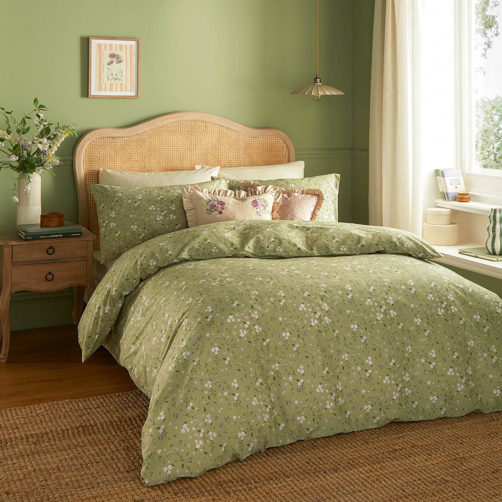 Laura Ashley Bronte Printed Floral Duvet Cover Set Sage