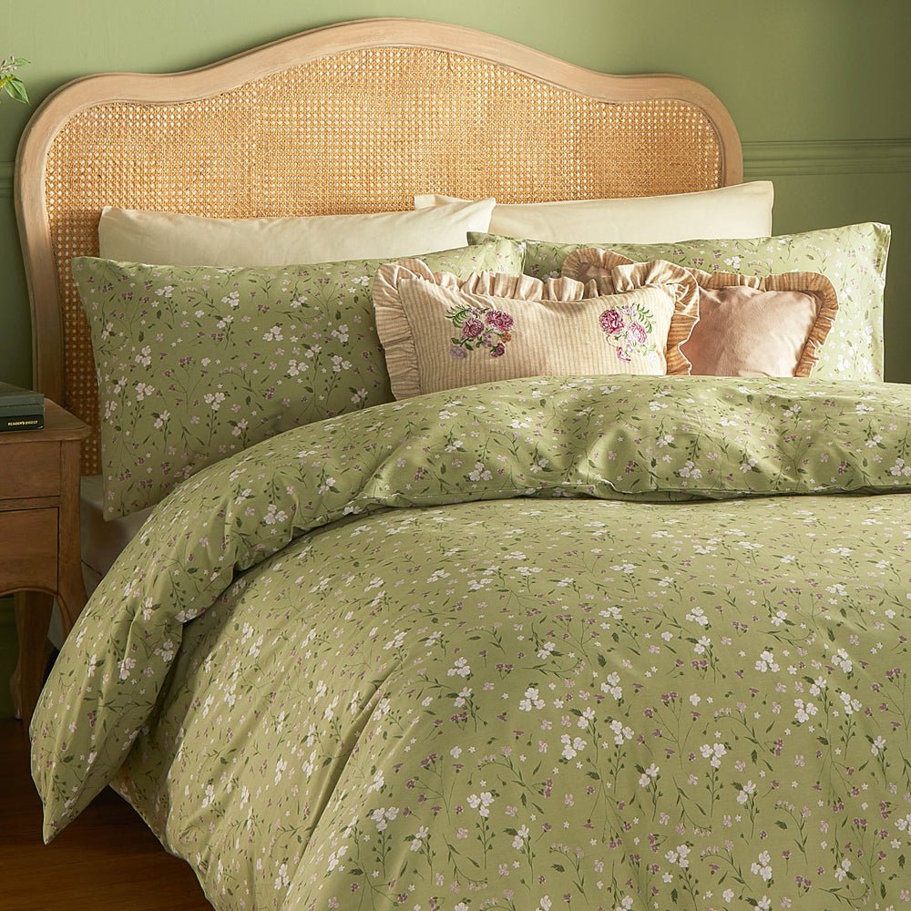 Laura Ashley Bronte Printed Floral Duvet Cover Set Sage
