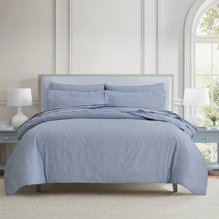 Embroidered Cotton Bed Sheet Set Sky Blue BS-444B