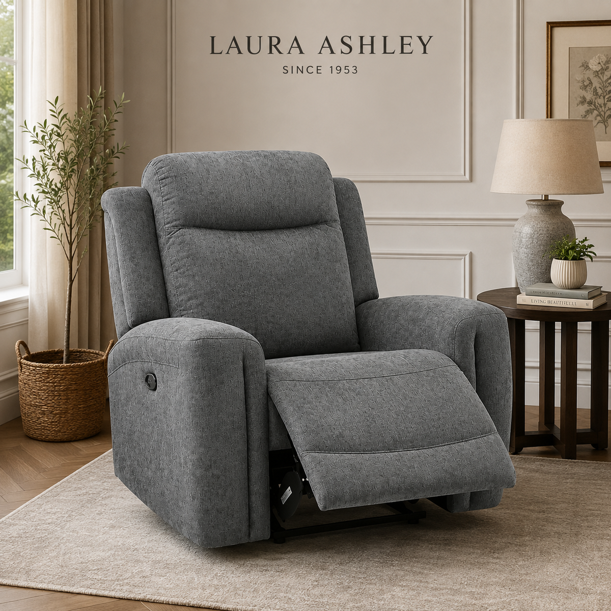Bentley Grey Fabric 1 Seater Recliner Sofa – Laura Ashley