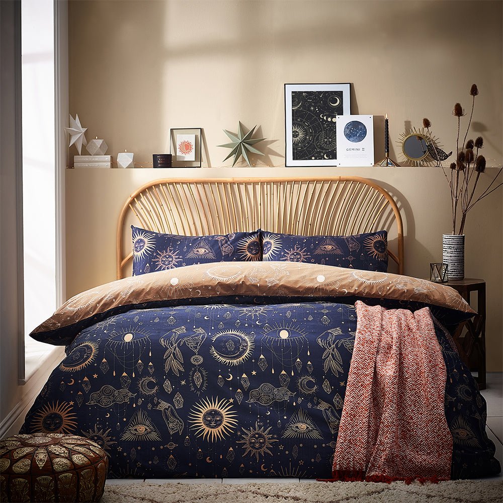 Laura Ashley Constellation Celestial Duvet Cover Set Gold