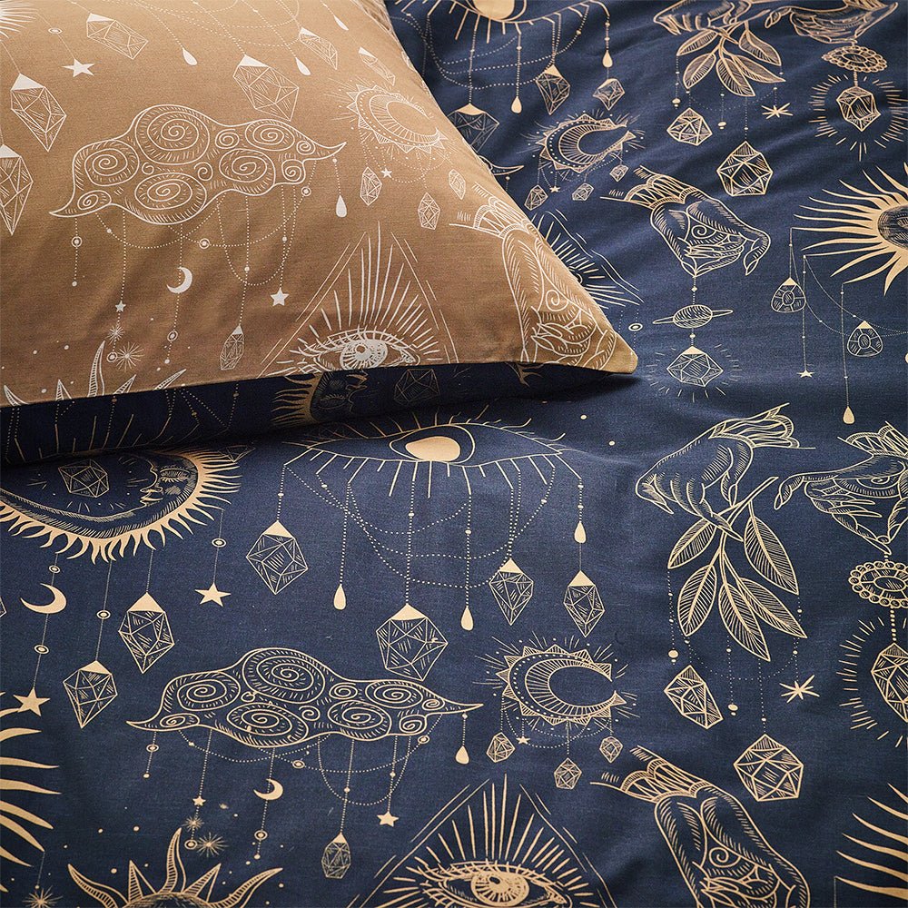 Laura Ashley Constellation Celestial Duvet Cover Set Gold