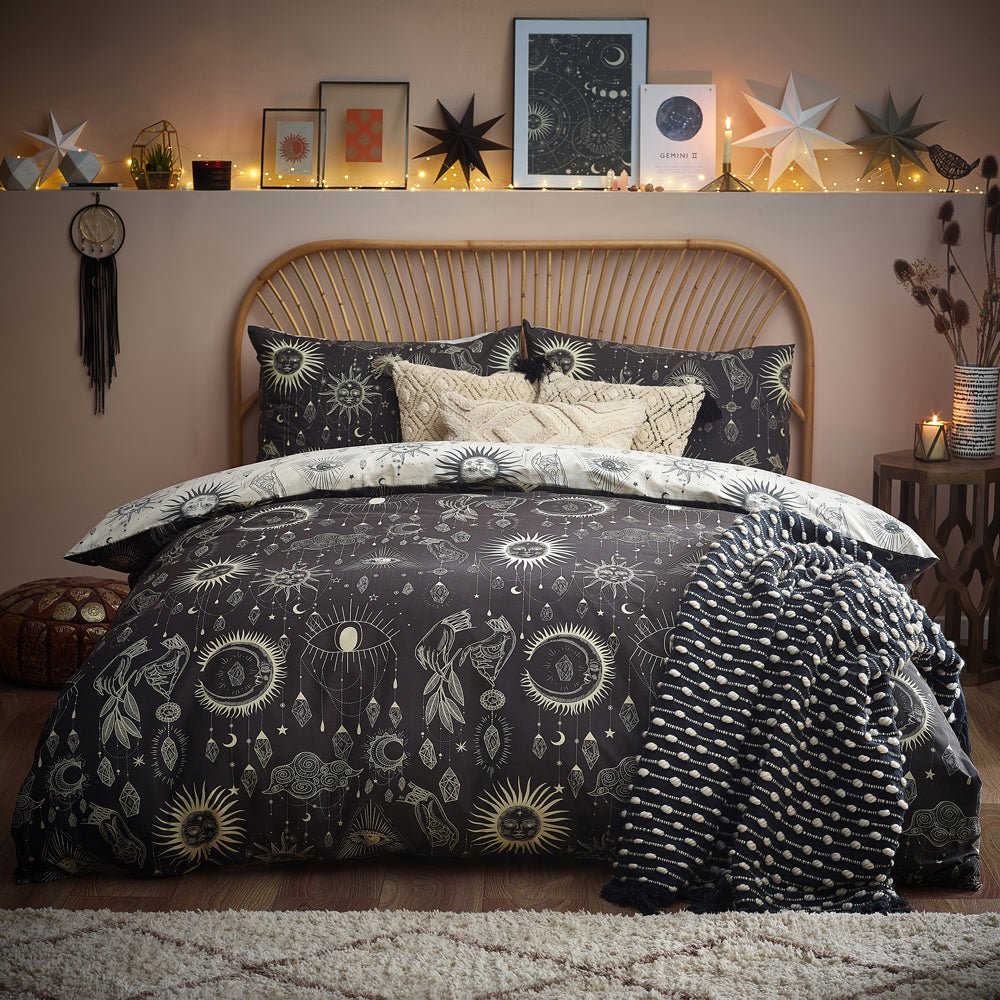Laura Ashley Constellation Celestial Duvet Cover Set Charcoal