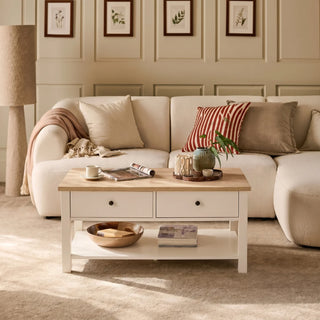 Bampton Alabaster White Coffee Table with Storage