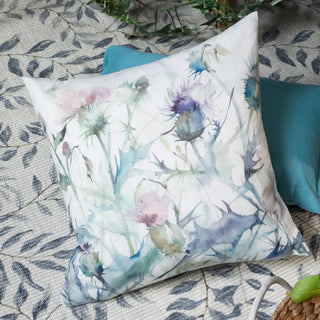 Laura Ashley Damson Bristle Outdoor Cushion Green/Purple London