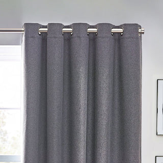 Laura Ashley Dawn Textured Blackout Eyelet Curtains Charcoal