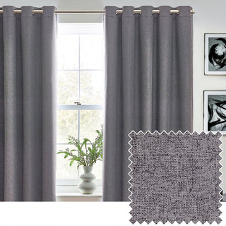 Laura Ashley Dawn Textured Blackout Eyelet Curtains Charcoal