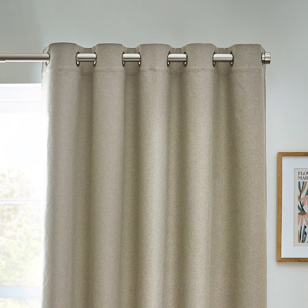 Laura Ashley Dawn Textured Blackout Eyelet Curtains Natural