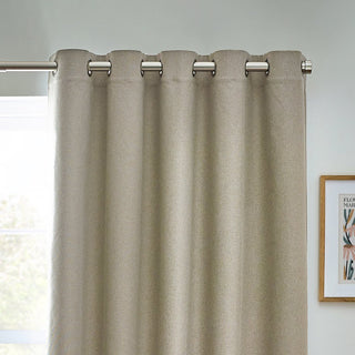 Laura Ashley Dawn Textured Blackout Eyelet Curtains Natural