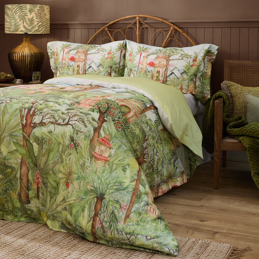 Laura Ashley Eden Ruins Printed Duvet Cover Set Green