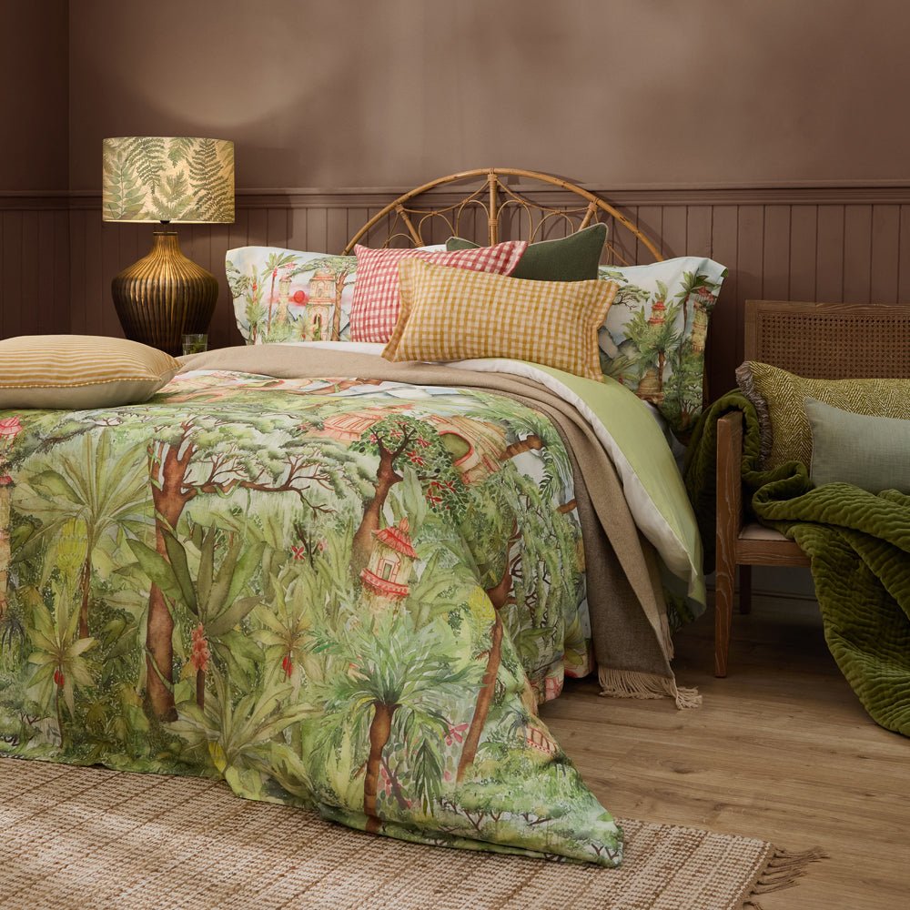 Laura Ashley Eden Ruins Printed Duvet Cover Set Green