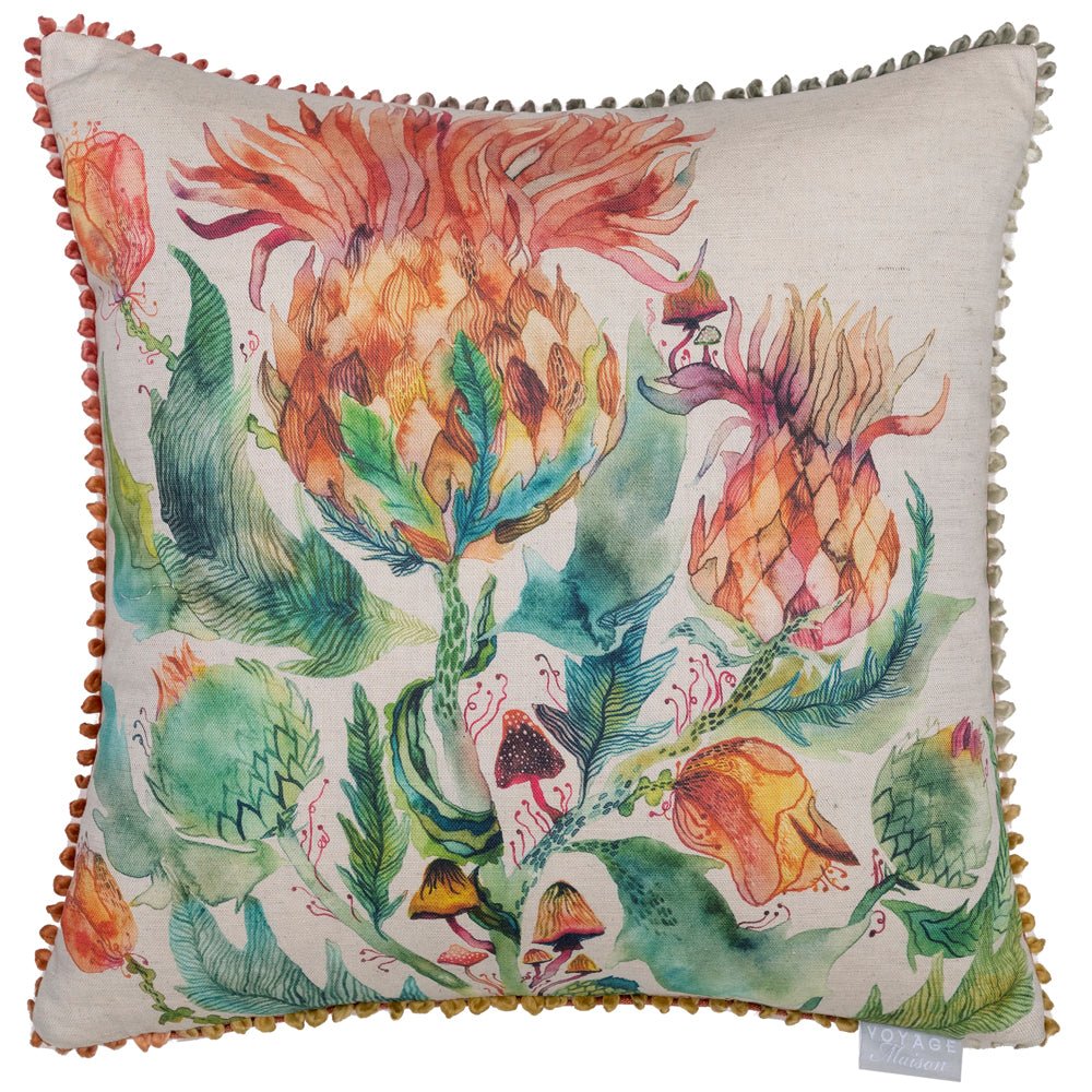 Laura Ashley Enchanting Thistle Printed Feather Cushion Marigold