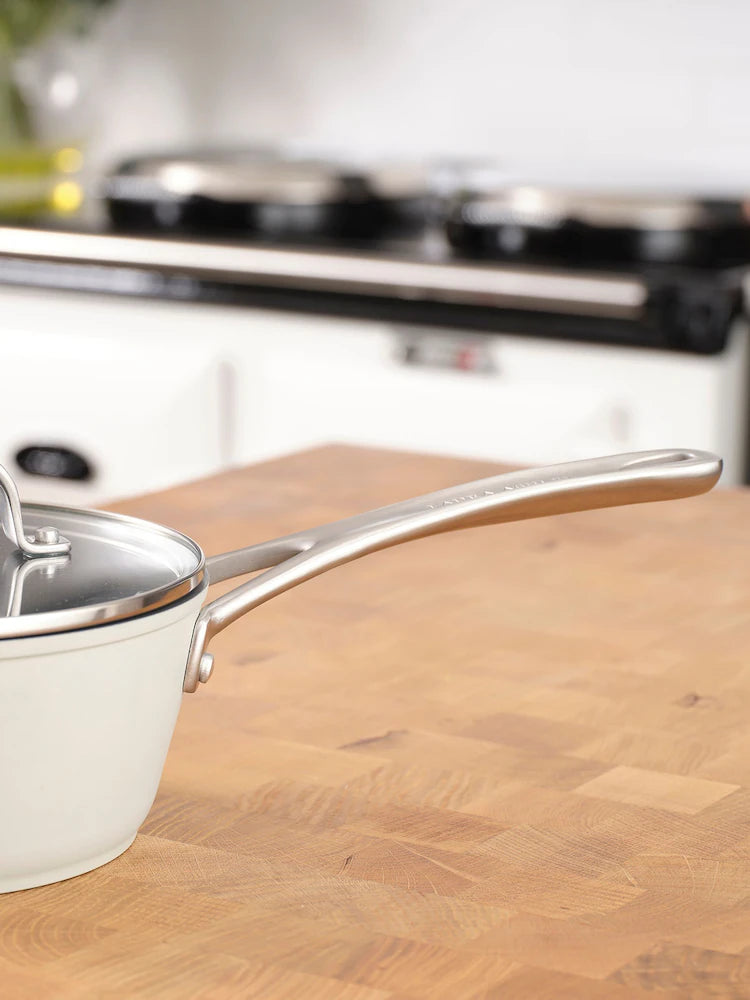 Laura Ashley Sage Leaf 18cm Superior Non Stick Saucepan and Glass Lid