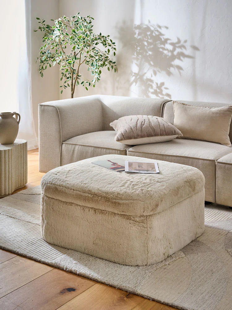 Alaska Faux Fur Leopard Kimpton Storage Footstool
