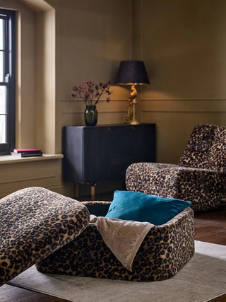 Alaska Faux Fur Leopard Kimpton Storage Footstool
