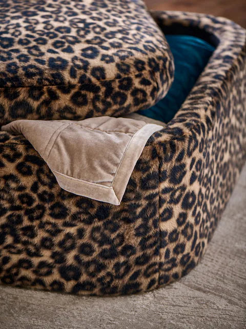 Alaska Faux Fur Leopard Kimpton Storage Footstool