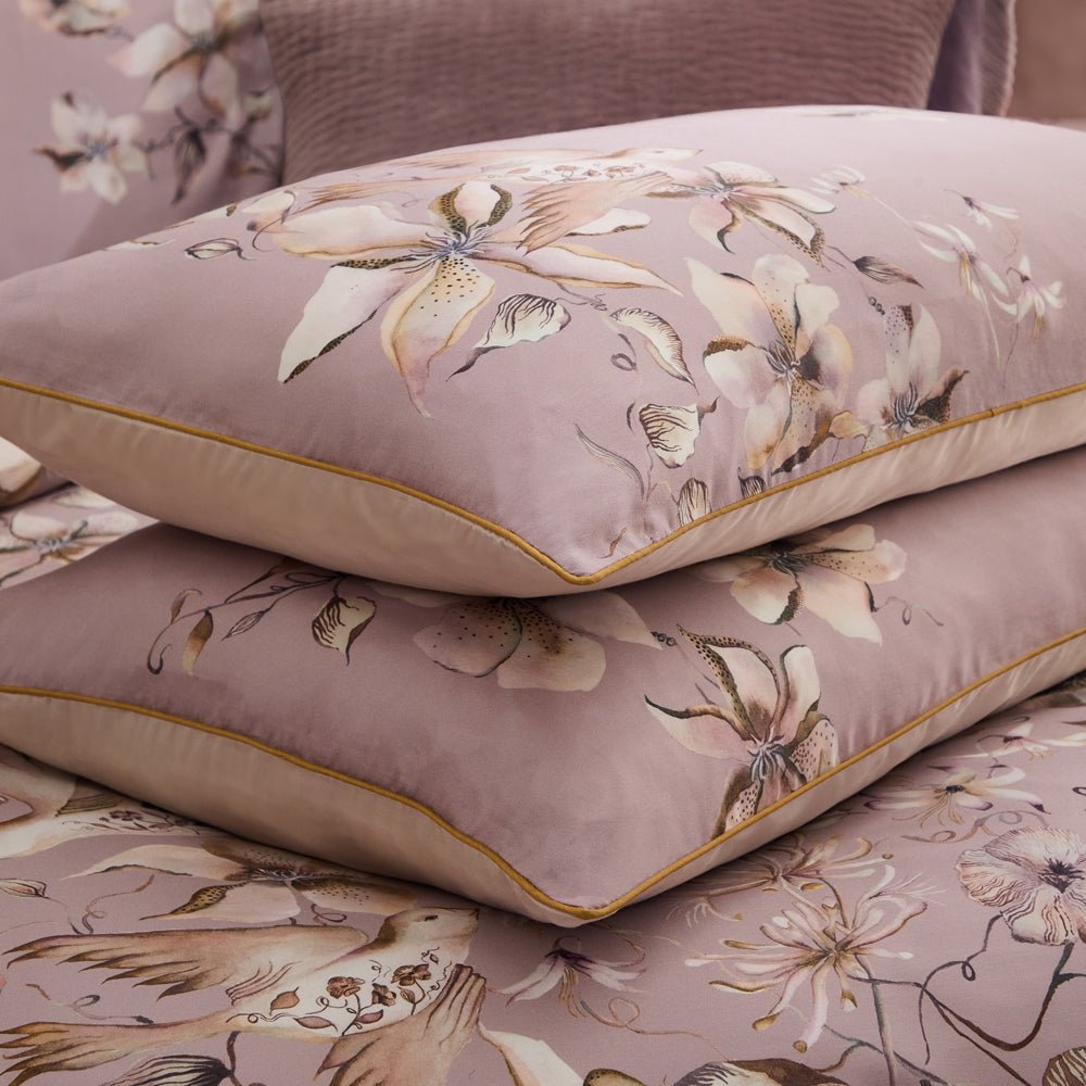 Laura Ashley Floella Printed Piped Pillowcase Pair Purple