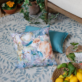Laura Ashley Fox And Hare Outdoor Cushion True Blue