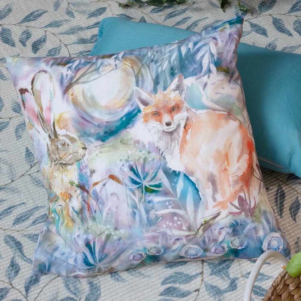 Laura Ashley Fox And Hare Outdoor Cushion True Blue