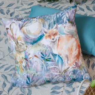Laura Ashley Fox And Hare Outdoor Cushion True Blue