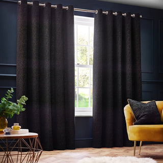 Laura Ashley Galaxy Chenille Room Darkening Eyelet Curtains Black