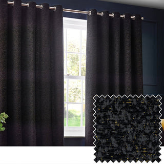 Laura Ashley Galaxy Chenille Room Darkening Eyelet Curtains Black