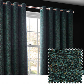 Laura Ashley Galaxy Chenille Room Darkening Eyelet Curtains Emerald