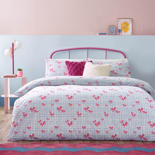 Laura Ashley Gingham Bows Printed Duvet Cover Set Blue
