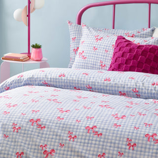 Laura Ashley Gingham Bows Printed Duvet Cover Set Blue