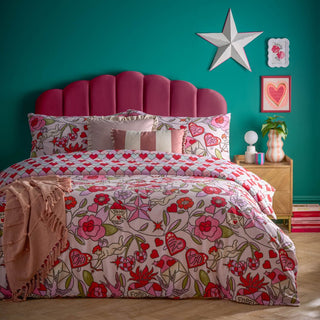 Laura Ashley Glass Hearts Printed Duvet Cover Set Pink