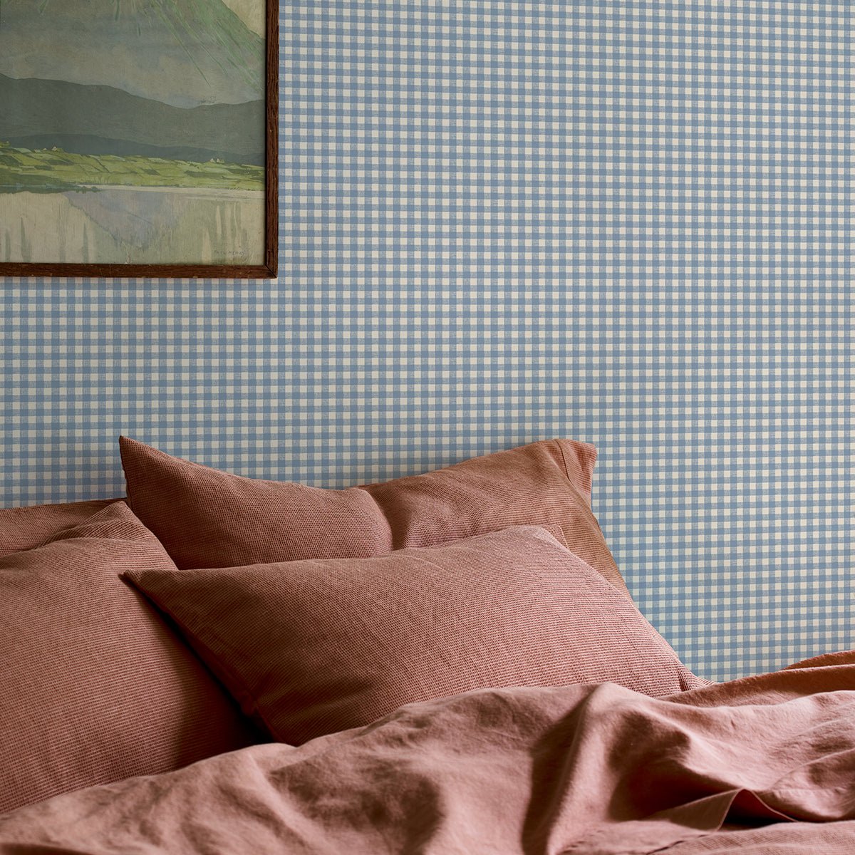 Laura Ashley Dusty Blue Gingham Wallpaper