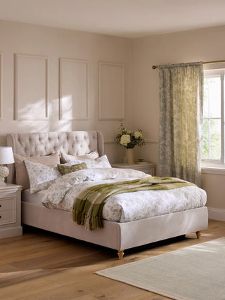 Laura Ashley Hundon Chenille Natural Chatsworth Upholstered Bed