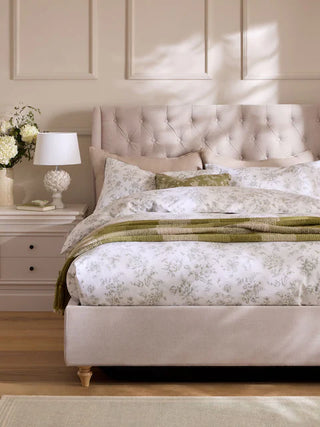 Laura Ashley Hundon Chenille Natural Chatsworth Upholstered Bed