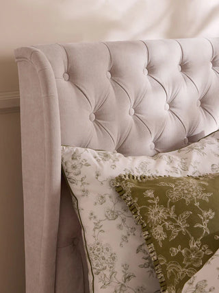 Laura Ashley Hundon Chenille Natural Chatsworth Upholstered Bed