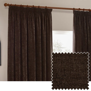Laura Ashley Chenille Velvet Room Darkening Pencil Pleat Curtains