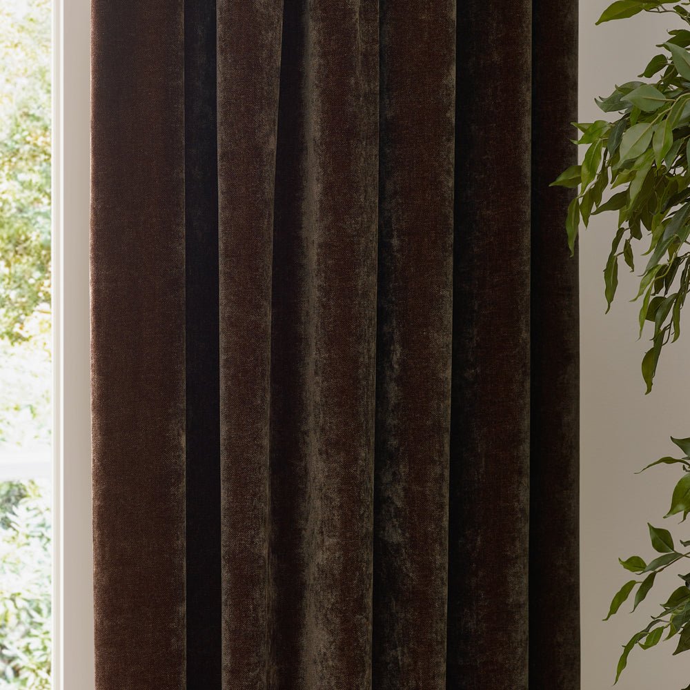 Laura Ashley Chenille Velvet Room Darkening Pencil Pleat Curtains