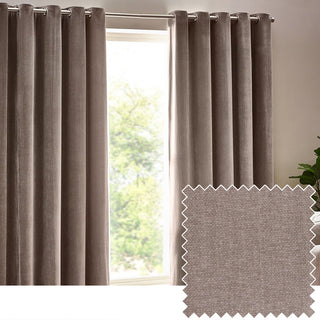 Laura Ashley Chenille Velvet Room Darkening Curtains Greige