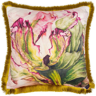 Laura Ashley Heligan Printed Fringed Feather Cushion Fuchsia
