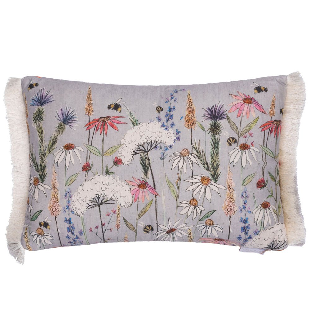 Laura Ashley Hermione Printed Feather Cushion Silver