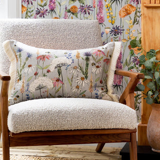 Laura Ashley Hermione Printed Feather Cushion Silver