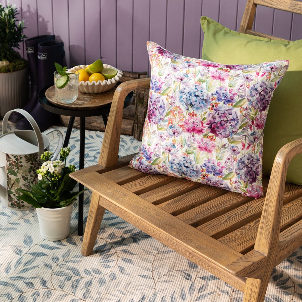 Laura Ashley Hydrangea Outdoor Cushion Purple Cambridge